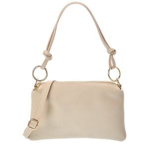 Italian Leather Elin Leather Top Handle Bag, Beige
